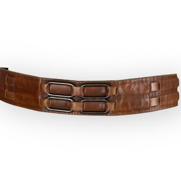 Vintage Brown Wide Leather Belt - Picture 4 of 7